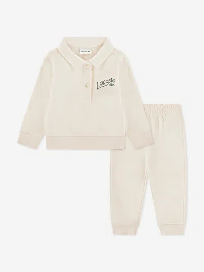 Lacoste Baby Polo Fleece Tracksuit In Neutral