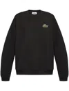 Lacoste Crocodile Badge Cotton Sweatshirt In Black
