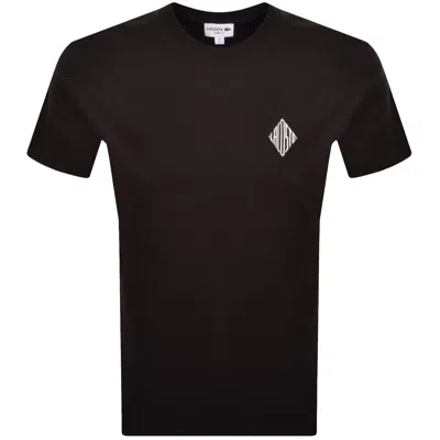 Lacoste Badge T Shirt Brown In Black