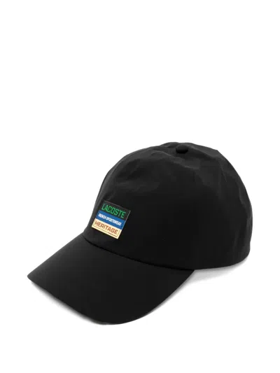 Lacoste Badge Water-repellent Cap In Black