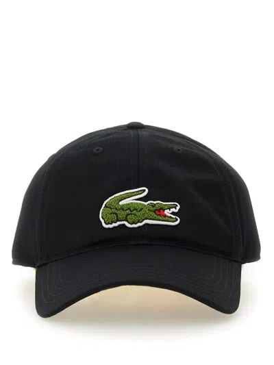 Lacoste Baseball Hat With Logo Embroidery In Black