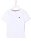 Lacoste Solid V-neck T-shirt In Bianco