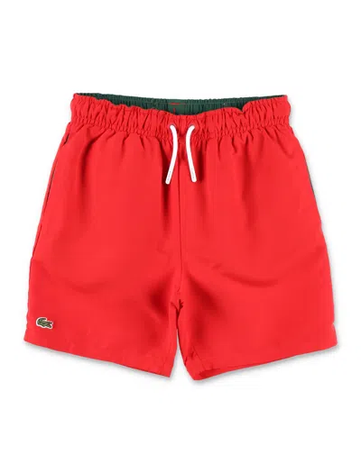 Lacoste Kids' Beach Shorts In Red