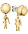 Lacoste Bead & Crocodile Drop Earrings In Gold