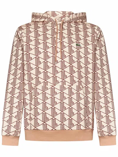 Lacoste Long Sleeve Hooded Sweatshirt In Brown