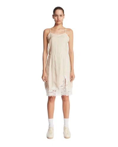 Lacoste Beige Landscape Embroidered Tulle Dress In Neutral