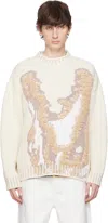 Lacoste Long-sleeved Sweater In Flour/multico 2cq