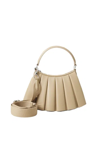 Lacoste Beige Lenglen Leather Shoulder Bag In Brown