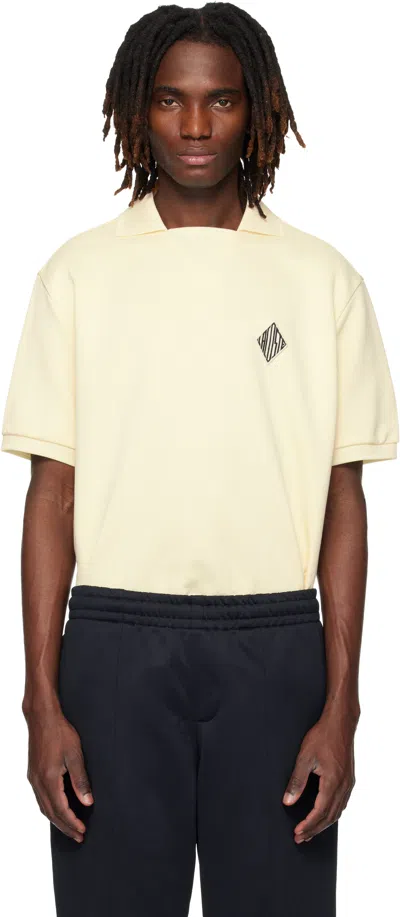 Lacoste Beige Loose Fit Badge Accent Fleece Polo In White