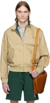 Lacoste Beige Showerproof Cotton Twill Harrington Jacket In Cb8