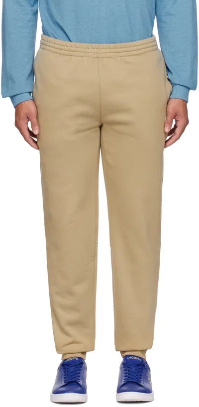 Lacoste Beige Solid Sweatpants In Cb8 Lion