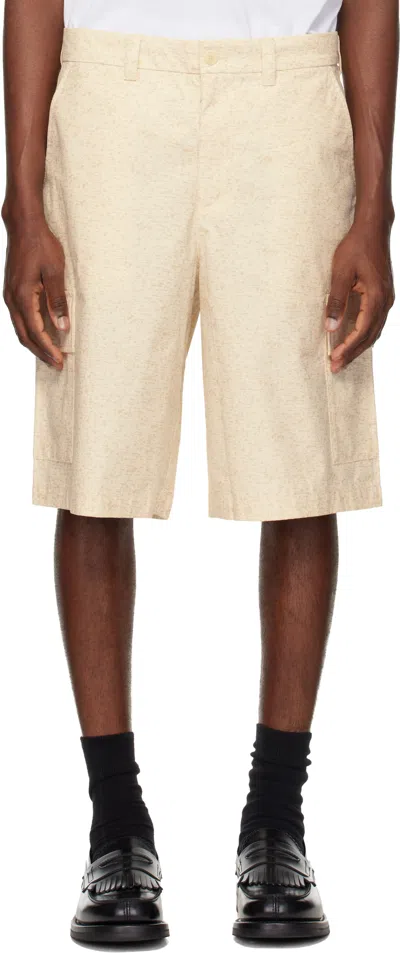 Lacoste Beige Straight Fit Printed Bermuda Shorts In Neutral