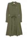 Lacoste Belted Petit Piqué Dress In Green