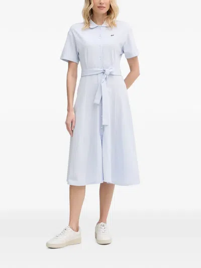 Lacoste Women's Flared Mini-piqué Polo Dress - 32 In Blue