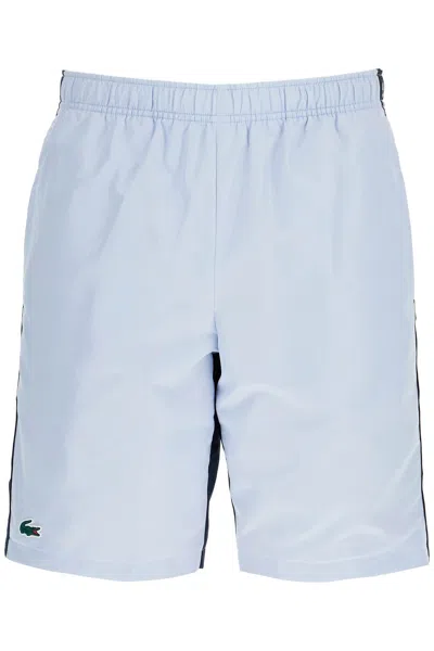 Lacoste Logo-stripe Elasticated Shorts In Light Blue