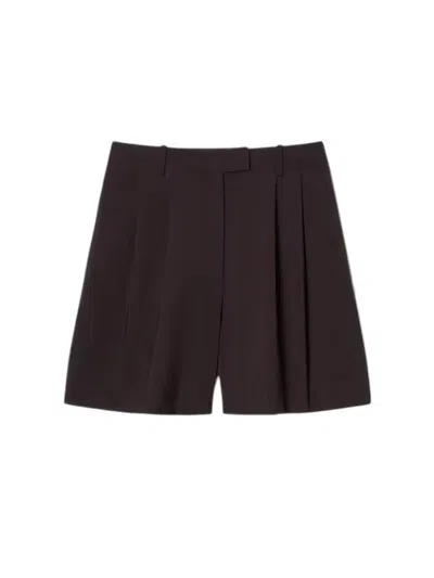Lacoste Oversized Wool Blend Pleated Bermuda Shorts - 36 In Brown