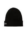 Lacoste Berretto In Lana Spazzolata A Costine Nero In Black