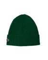Lacoste Berretto In Lana Spazzolata A Costine Verde In Green