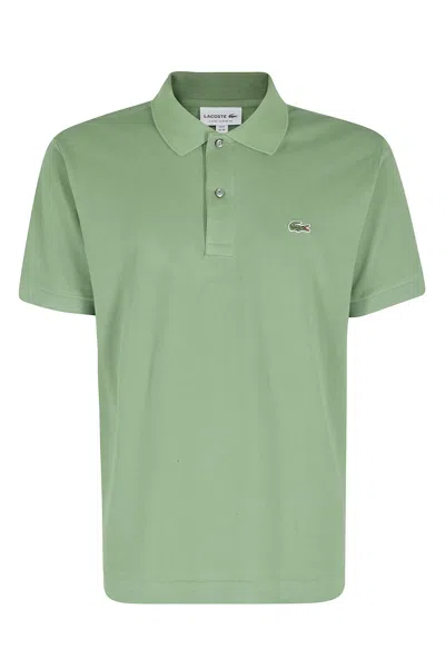 Lacoste Polo Shirt Short Sleeves Ribbed Collar In Green