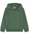Lacoste Big Boys Core Fleece Pullover Hoodie In Green