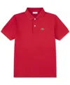 Lacoste Big Boys Cotton Petit Pique Polo Shirt In Red