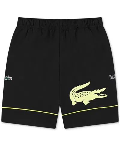 Lacoste Kids' Big Boys Ultradry Big Croc Woven Shorts In Black