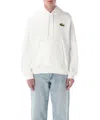 Lacoste Croco Hoodie Featuring Kangaroo Pocket In White