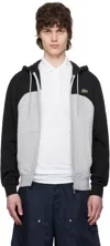 Lacoste Black & Gray Zipped Colour-block Hoodie In Ly3