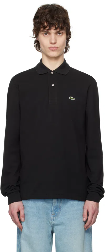 Lacoste Black Classic Fit Long Sleeve Polo In 031 Black