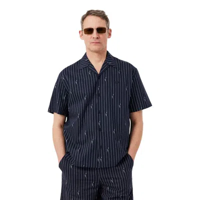 Lacoste Black Cotton Shortsleeve Shirt In Blue