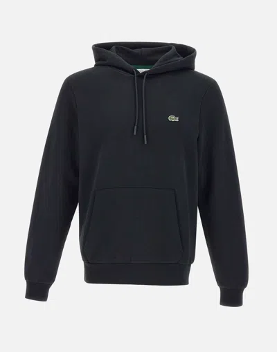 Lacoste Black Cotton Sweatshirt In Blue