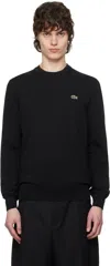 Lacoste Black Crew Neck Cotton Sweater In Navy