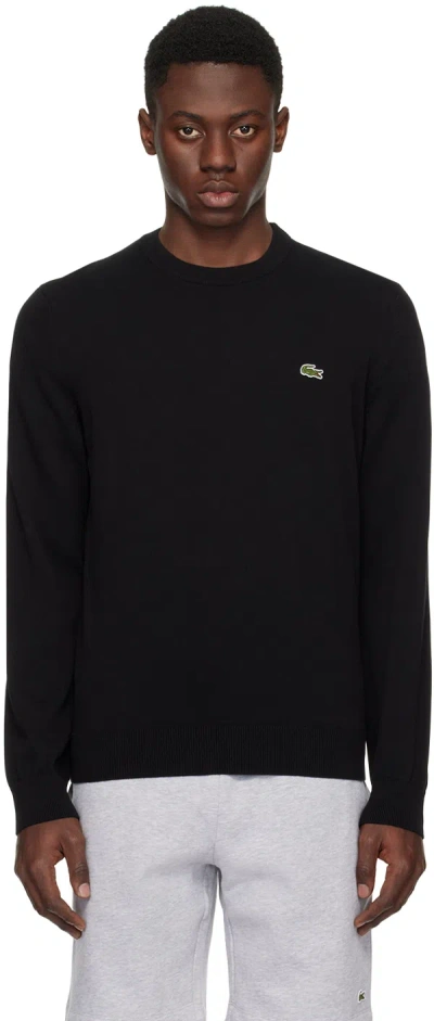 Lacoste Black Crewneck Sweater In 031 Black