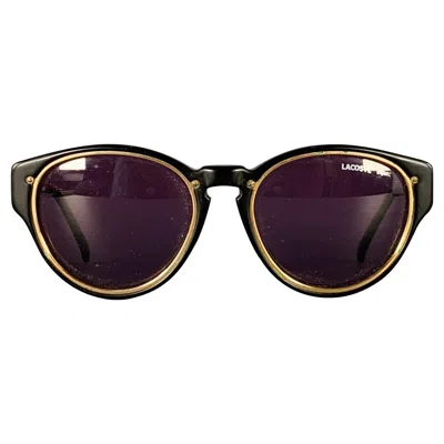 Pre-owned Lacoste Black Gold Acetate Round Sunglasses