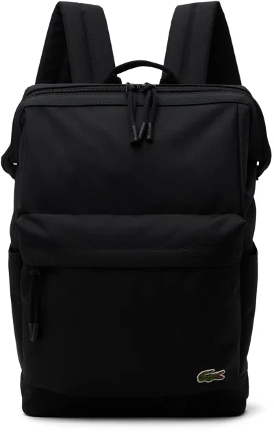 Lacoste Black Neocroc Small Rectangular Backpack In 000