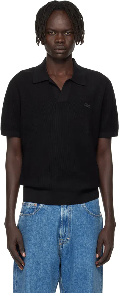 Lacoste Black Open Collar Polo