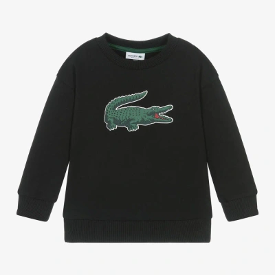 Lacoste Black Organic Cotton Crocodile Sweatshirt