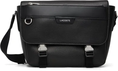 Lacoste Black Ossian Flap Close Leather Satchel Bag