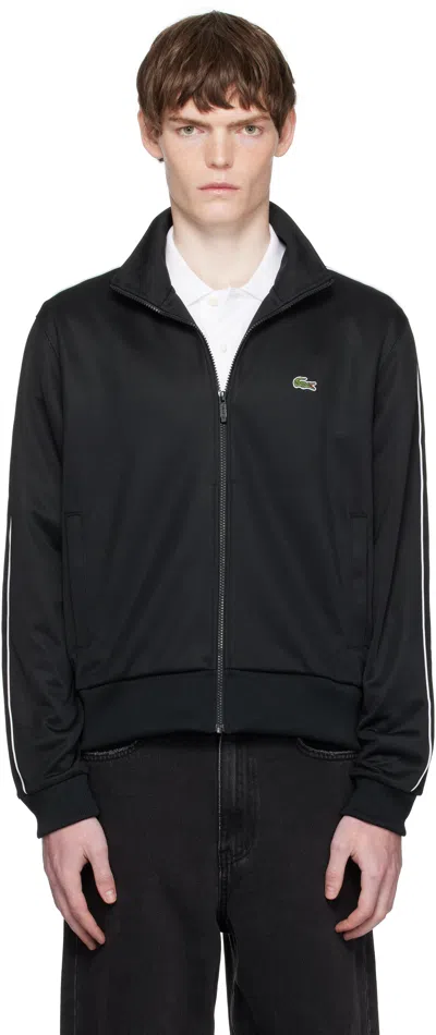 LACOSTE BLACK PARIS PIQUÉ ZIP-UP TRACK JACKET