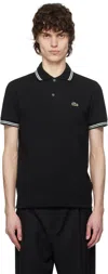 Lacoste Black Regular Fit Trim Accent Polo In 031