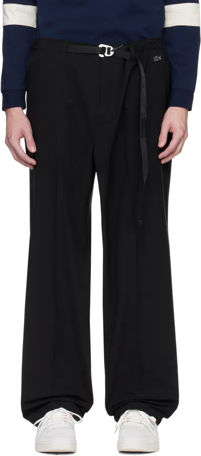 Lacoste Black Straight Cut Technical Trousers In 031