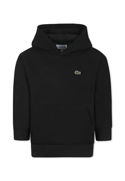 Lacoste Kids' Black Sweatshirt For Boy With Crocodile