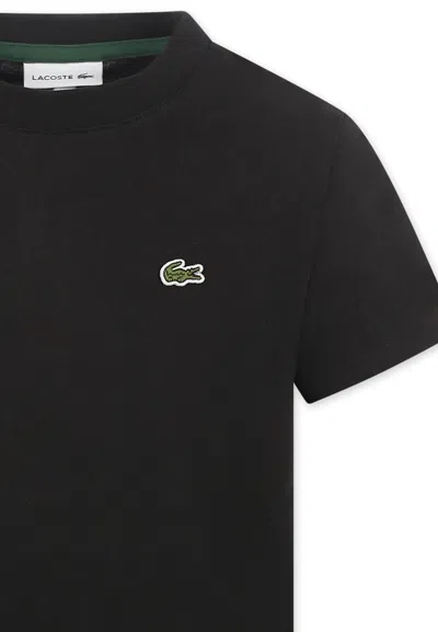 Lacoste Kids' Black T-shirt For Boy With Crocodile