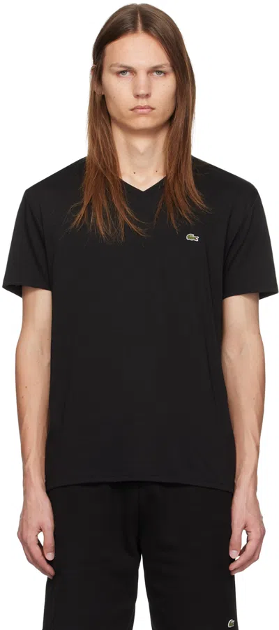 Lacoste Black V-neck T-shirt In 031