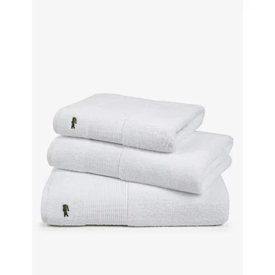 Lacoste Blanc Le Croco Logo-embroidered Organic Cotton Bath Towel 70x140cm Bath Towel