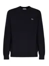 Lacoste Logo Patch Sweater Sweaters And Cardigans Blue In Black
