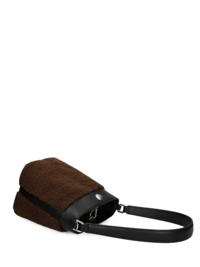 Lacoste Bliss Fleece-texture Logo-plaque Small Bucket Bag In Brown