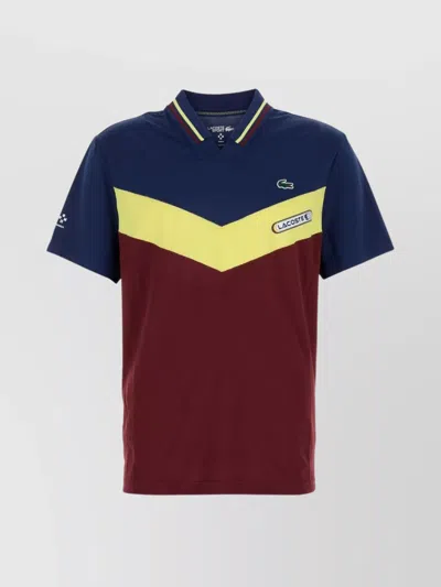 Lacoste Block Design V-neck Polo Shirt In Multi