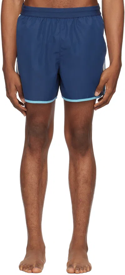 Lacoste Blue Colorblock Swim Shorts In Globe/bonnie