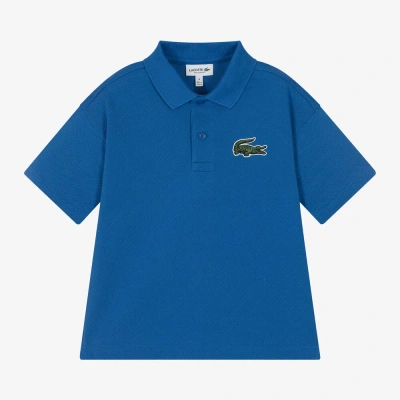 Lacoste Babies' Blue Cotton Crocodile Polo Shirt